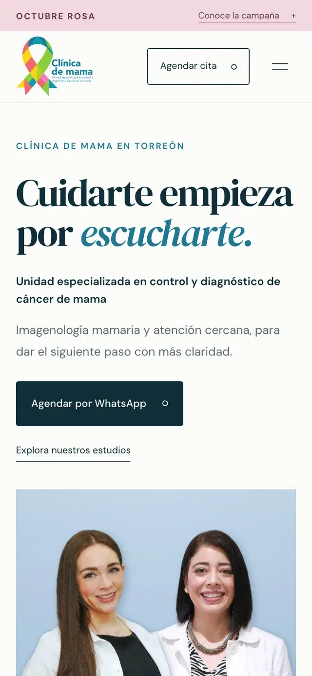 Home page on mobile