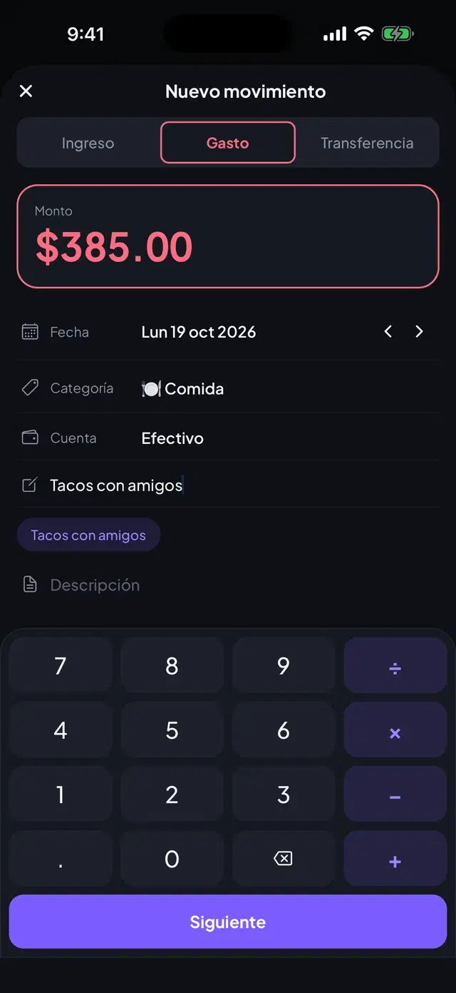 Logging a new movement